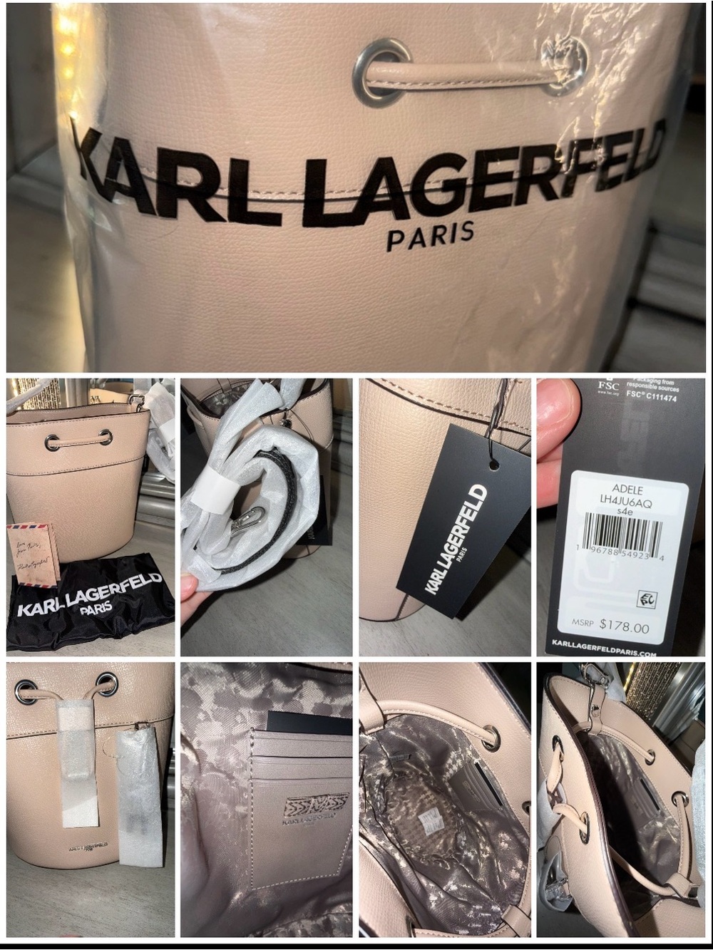 Karl Lagerfeld Adele Bucket Shoulder Bag in Blush Pink